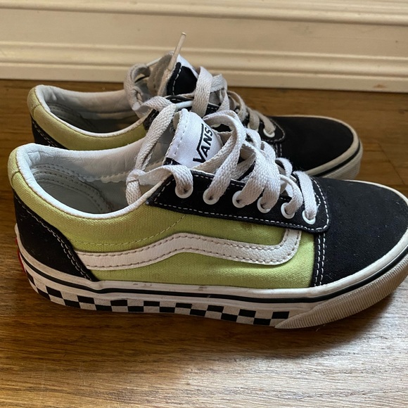 Vans Checkered Green Old Skool Style Van Size 1 Boys Unisex - Picture 2 of 7